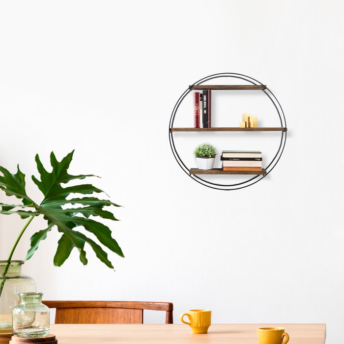 Hanah Home Estantería de Pared Tulipa Negro y Nogal Hanah Home Estantería de Pared Tulipa Negro y Nogal